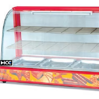 Vitrine chauffante en verre incurvé
