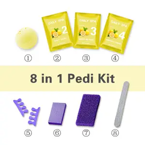 8 in 1 Pumice Buffer File Sticker Soak Scrub Cream Disposable Bomb Spa Pedicure Kit for Nail Beauty Salon