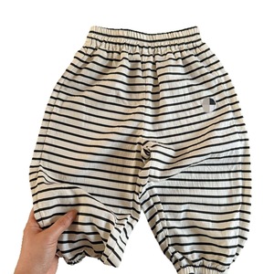 Children's Mosquito Repellent Pants Striped Solid Color Cartoon Bear Long Pants Baby Jogger Pants Cotton Summer Style - Product Image 5