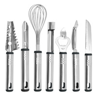 Ensemble d'ustensiles de cuisine en acier inoxydable, outils de cuisson multifonctions, éplucheur, fouet, ouvre-boîte, couteau à fruits, kit pour la maison