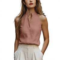 Nouvelle chemise sans manches à col montant pour l'été 2026, blouse élégante et minimaliste pour femme