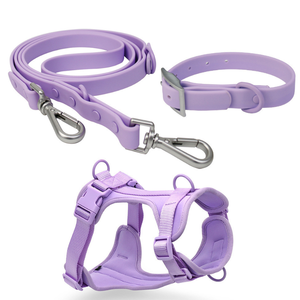 Tali Kekang Anjing Anti Air Berlapis <span class=keywords><strong>PVC</strong></span>, Kalung dan Tali Kekang Anjing Tanpa Tarik, Set Kalung dan Tali Kekang Anjing untuk Aktivitas Luar Ruangan - Product Image 1