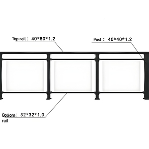 Langlebiges modernes pulver beschichtetes Metallglas-Handlauf geländers ystem für den Innen-und Außenbereich Balkon treppe Villa Mall Badezimmer garten - Product Image 1