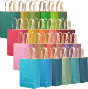Wholesale Recyclable Kraft Paper Shopping Bag Hand Length Handle Custom Flexographic Printing <b>Ribbon</b> Option for Promotion - Product Image 1