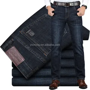 OEM individuelles Logo blaue Herren Jeans Hosen Seitenknöpfe skinny Herrenjeans hochwertige baggy gestapelte Denim Hersteller Jeans