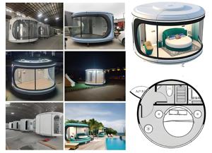 Tùy chỉnh 1 & 2 phòng ngủ thông minh prefab không gian nhà viên nang với ai điều khiển bằng giọng nói, cửa sổ toàn cảnh, và đầy đủ tiện nghi - Product Image 2
