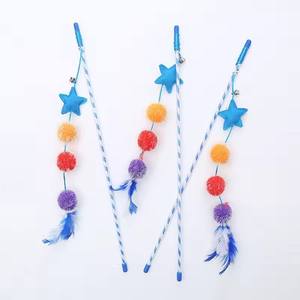 Interactive Plastic Pet Toy Toys Pets Felt Star Glitter <b>Ball</b> Feather Teasing Stick Self Playing Cat Teaser Movement Toy for Cats - Product Image 5