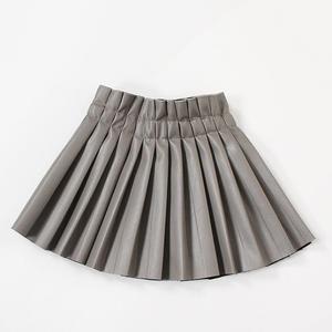 KS2923 Nouvelle jupe unie pour enfants 2022, jupe en PU tendance pour filles, jupe plissée en cuir - Product Image 2
