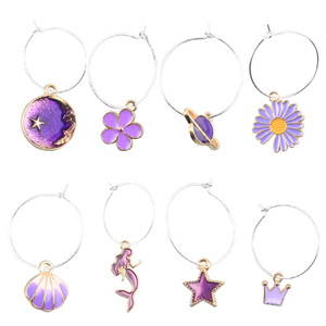 Wedding Wine Glass Charms Round Metal Mermaid Unicorn Design Party Table Decorations - Product Image 3