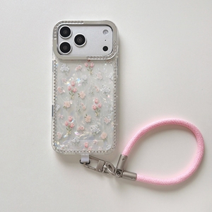 Étui <span class=keywords><strong>de</strong></span> téléphone IMD à motif <span class=keywords><strong>de</strong></span> fleurs <span class=keywords><strong>de</strong></span> coquillages à la mode <span class=keywords><strong>avec</strong></span> chaîne suspendue pour la série iPhone 18 Pro Max - Product Image 1