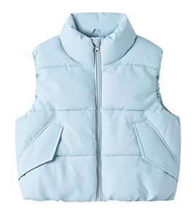 Gilet matelassé léger à col montant zippé pour enfants, veste <span class=keywords><strong>sans</strong></span> manches imperméable avec poches pour garçons et filles - Product Image 3