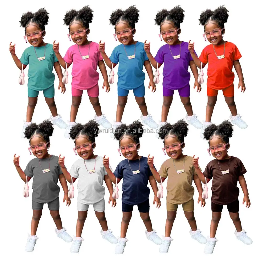 Trendy bebek kıyafetleri 2024 pamuk çocuklar 2 parça setleri kız çocuklar toptan sweatsuits özel çocuklar eşofman setleri boyutu 2t 11