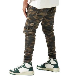 Jeans de Moda para Hombre, Cierre de Cremallera, Corte Ajustado, Estampado de Camuflaje, Bolsillos Tipo Cargo, Jeans de Mezclilla - Product Image 2