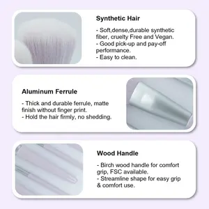 6PC Essential Multitak Makeup Brush Set Powder Foundation Shadow Wood Handle Brush Synthetic Hair Fashion Pink Purple Brush Set