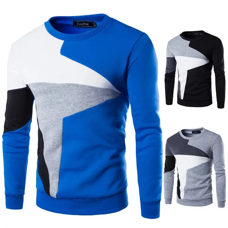 M-5XL New arrivals men's sweaters Male Pullover Sweatshirt Long Sleeve Crewneck Sweater Patchwork pullover sweater