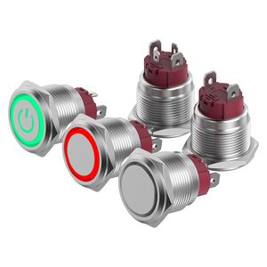 15A cao hiện tại phong cách ngắn kim loại <span class=keywords><strong>push</strong></span> <span class=keywords><strong>button</strong></span> chuyển 19mm tự khóa với LED 1NO 4pins chuyển đổi quyền lực với dây - Product Image 2