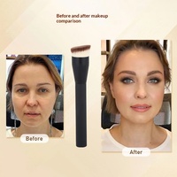 Pinceau Fond de Teint en Fibres Synthétiques et Bois 170, Bestseller en Stock, Monopièce, Double Usage (Applicateur de Correcteur), Application Sèche et Humide