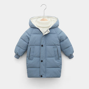 Children Warm Trench Clothes Girls Boys Mid-length Puffer Jacket Solid Thicken Hooded Padded Kids Winter <b>Down</b> Coat - Product Image 1