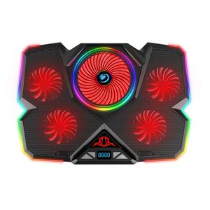 Portable 5 ventilateurs coussin de refroidissement pour ordinateur portable robuste <span class=keywords><strong>17</strong></span> <span class=keywords><strong>pouces</strong></span> écran LCD 2 ports USB lumière rvb jeu <span class=keywords><strong>PC</strong></span> ordinateur portable refroidisseur Pad - Product Image 2