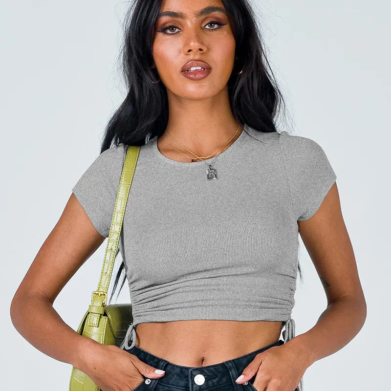 Женская футболка на заказ со шнурком, привлекательный пикантный короткий топ