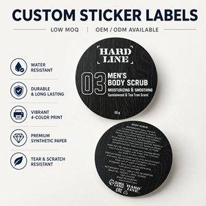 Étiquettes autocollantes rondes personnalisées pour pots cosmétiques, pour emballages de gommages corporels pour hommes, fournisseur en gros - Product Image 5