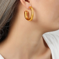 Minimaliste 316L Acier Inoxydable Métal Haute Qualité Insolite Boucles D'oreilles Or 18K PVD Plaqué Antirouille Bijoux De Mode