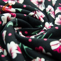 Tissu tricoté brossé 75D DTY en soie de lait imprimé petites fleurs, toucher doux, 95% polyester 5% élasthanne, pour robe