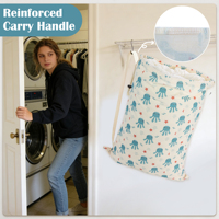 Sac à linge pliable personnalisé, recyclable, écologique, extra large, en toile avec cordon de serrage