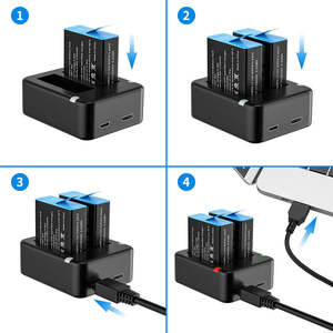 BANGBOBI chargeur de <span class=keywords><strong>batterie</strong></span> double pour Gopro <span class=keywords><strong>Hero</strong></span> 9 10 11 12 Station de chargeur de <span class=keywords><strong>batterie</strong></span> noire avec câble Micro USB - Product Image 5