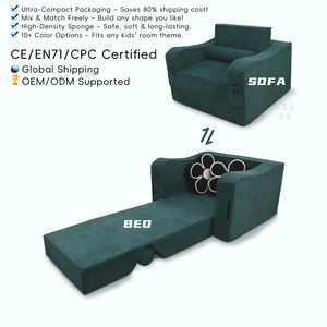 Niños comprimido adecuado para dormitorio sala de estar sofá de compresión de esponja verde oscuro combinación sofá cama plegable - Product Image 4