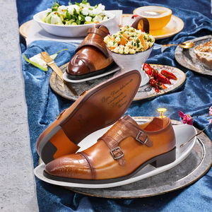 LUXURY MEN'S SLIP Double Buckles Monk Strap <b>Dress</b> Shoes High Quality Handmade Leather Office Business Wedding Spring Anti-Odor - Product Image 3