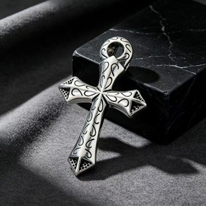 Pendentif <span class=keywords><strong>Crucifix</strong></span> Personnalisé avec Design Crâne et Croix Gothique Noir Style Punk en Acier Inoxydable pour Homme - Product Image 2