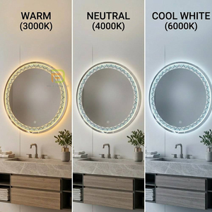 Miroirs muraux modernes ronds étanches éclairés pour salle de bain avec écran tactile et interrupteur <span class=keywords><strong>Miroir</strong></span> de salle de bain intelligent avec lumière LED - Product Image 2