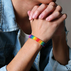 SC vente en gros fait à la main népal amitié arc-en-ciel drapeau Bracelets réglable amour est amour <span class=keywords><strong>Gay</strong></span> lesbienne LGBT fierté chaîne Bracelets - Product Image 6