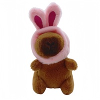 Porte-clés en peluche Capybara de dessin animé avec chapeau d'animal, pendentif doux et mignon grenouille et lapin à capuche pour breloque de sac