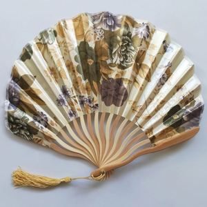 Wholesale Carved Dragon Folding <b>Bamboo</b> Fabric Hand Fans with Tassel-Eco-Friendly Wedding Favour Japanese Style - Product Image 1