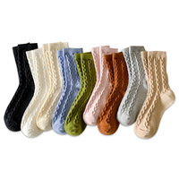 Chaussettes en cachemire - Chaussettes mi-longues pour femmes pour l'automne et l'hiver, chaussettes longues de couleur unie, chaussettes polyvalentes et confortables à empiler