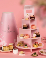 Support Horace en carton pour le thé de l'après-midi, boîte d'emballage portable multicouche pour dessert pâtisserie cupcake macaron avec poignée