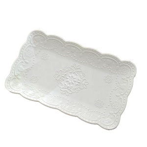 Vajilla de Cerámica Creativa, Plato Rectangular Blanco Puro con Relieve Rosa, Plato para Restaurante, Plato para Pescado al Vapor, Plato para <span class=keywords><strong>Sushi</strong></span> - Product Image 5