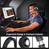 Casque de jeu E-sports avec son stéréo AAC, éclairage RGB, filaire pour PS5/PS4/Xbox/PC/Audiophile/Sports/Voyage, aide auditive DJ ENC