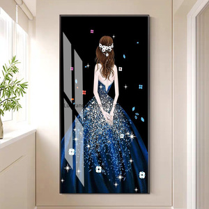 Art mural sur toile pour <span class=keywords><strong>chambre</strong></span> à coucher, robe décorative étoilée et scintillante, <span class=keywords><strong>peinture</strong></span> en porcelaine cristal pour dame à la mode moderne - Product Image 5