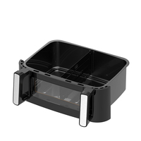 Friteuse à air électrique moderne en plastique à double panier, sans huile, sans fumée, antiadhésive, avec fenêtre de visualisation et écran tactile LED