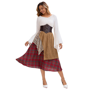 Women Irregular Plaid Long <b>Skirt</b> <b>Patchwork</b> Design Asymmetrical Elastic Waist Corduroy Soft Retro Japanese Style Set - Product Image 4