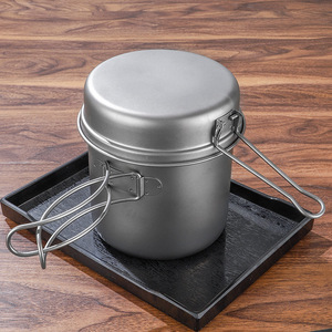 Juego de utensilios de cocina de titanio para exteriores de primera calidad, olla y sartén con mango plegable Flexible para acampar, viajar, Material de titanio puro - Product Image 4