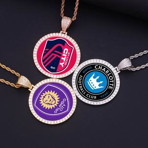 Большой круглый медальон 35/43/68 мм, инкрустированный стразами, в стиле профессионального футбола MLS, ювелирное украшение, кулон для фанатов, ожерелье в стиле хип-хоп. - Product Image 5