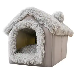 Dobrável Pet Dog House Indoor Inverno Quente Cat Bed Tenda para Small Dog Cat Nest Kitten Teddy Confortável Sofá Almofada Pet Supplies