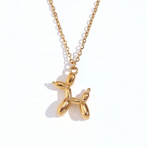 เครื่องประดับสั่งทำสุดน่ารัก สร้อยคอจี้รูปสุนัขเคลือบทอง 18K สร้อยคอสแตนเลสสำหรับผู้หญิง - Product Image 1