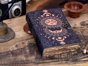 Diario de cuero Vintage personalizado para hombres y mujeres Sun Moon Sketchbook con papel de color agua Mini cuaderno de estilo - Product Image 6