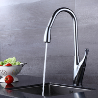 Robinet de cuisine moderne à poignée unique avec bec verseur mitigeur d'évier en nickel brossé avec tête de pulvérisation chromée