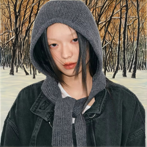 Nouveau cagoule en laine 100 % tricotée pour femme, couleur unie, idéale pour l'automne, l'hiver, les sports, les fêtes, les voyages, la pêche quotidienne - Product Image 2